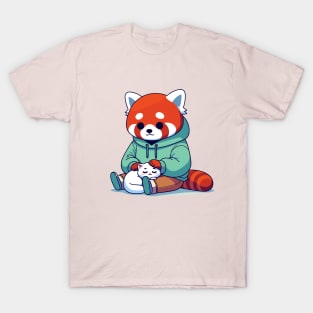 red panda petting cat T-Shirt